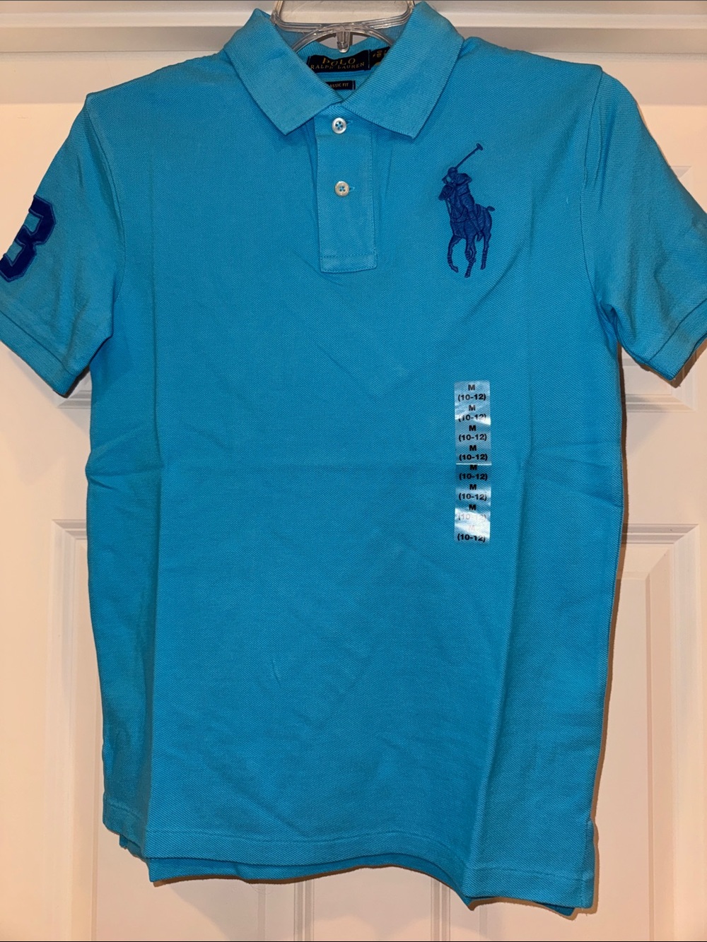 NWT Boys Polo by Ralph Lauren Turquoise Polo with Navy Big Pony Size M 10-12